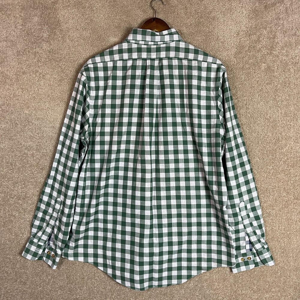 Brooks Brothers Button Down Shirt Mens Large L White/Green Check Non Iron Supima - Picture 7 of 8